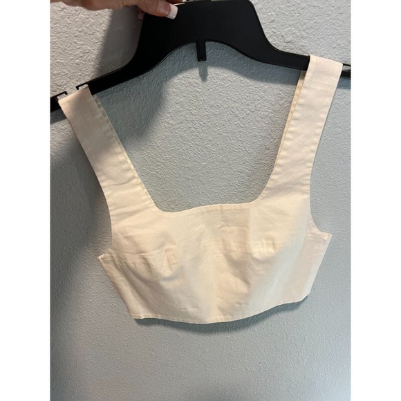 Biasa Tops - Biasa Women's White Small Top Back Button 2 Straps Sleeveless Comfort